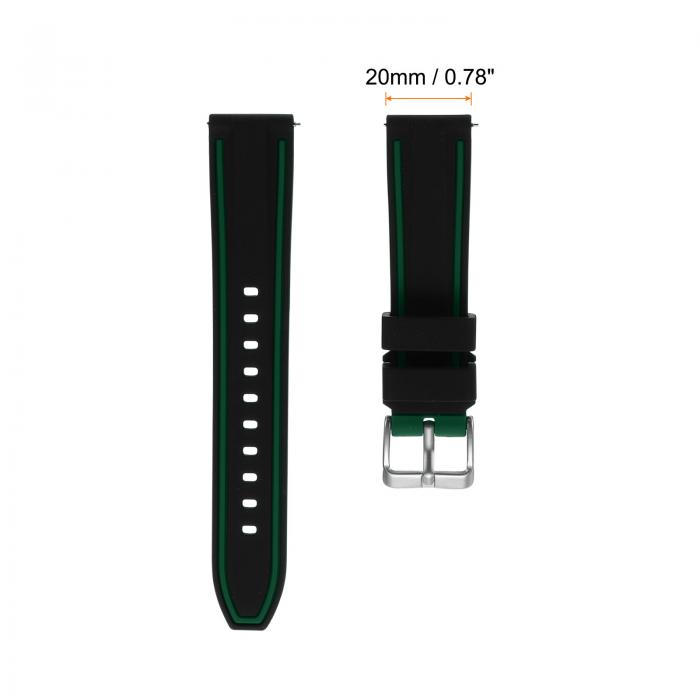20mm幅のシリコンウォッチバンド 男性用女性用のための柔らかいクイックリリースラバーウォッチバンド 黒緑