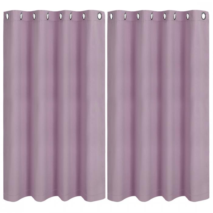 PiccoCasa 窓カーテン パネルロッド ポケット ソリッドグロ メットブロック アウト カーテンルームダークニング 断熱 カーテン ドレープバスルームキッチンカーテン 2枚 紫の 132*160cm
