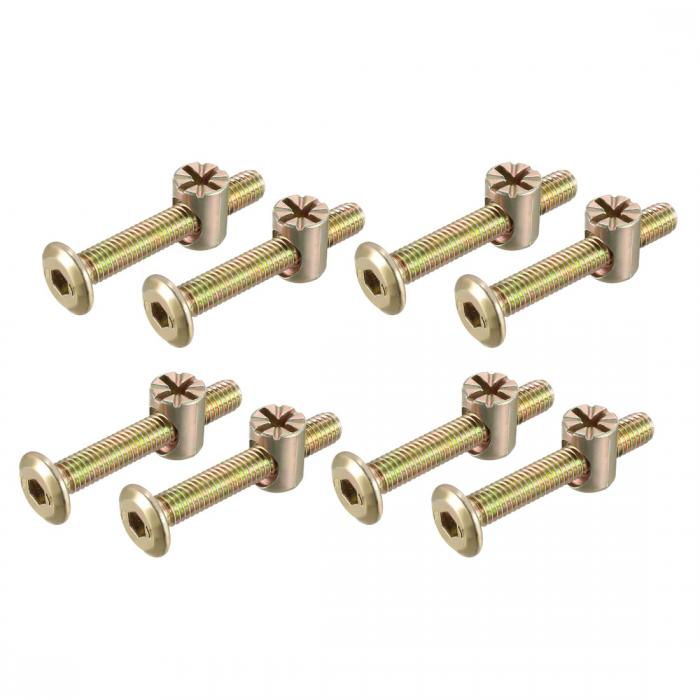 家具ボルトナット 六角穴付ボルト バレルナット プラスマイナス 亜鉛メッキ M6x40mm 8セット入り