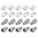 PATIKIL RJ45 Cat6コネクタ RJ45エンド 8P8Cモジュラープラグパススルーコネクタ ダークグレーブーツカバー付き イーサネットネットワークケーブル用 50個