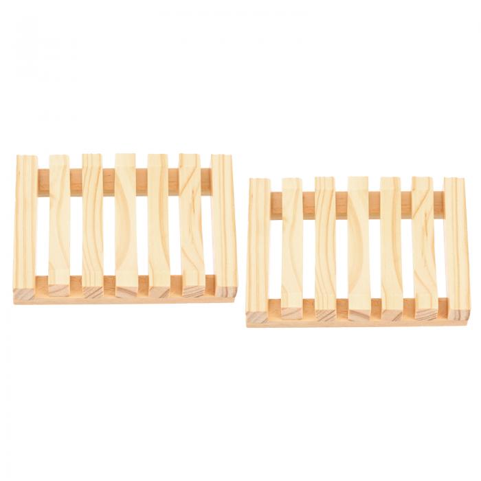 木製石鹸トレイ 2個セット - 木製石鹸皿 自己排水ナチュラルバンブービッグバーソープホルダー シャワーバスルーム キッチンシンク用(木 色)