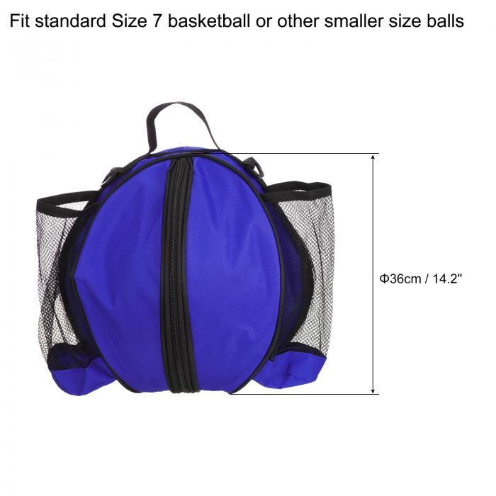 PATIKIL バスケットボールバッグ スポーツバックパック サイズ7 75cm 防水ボールバッグキャリアホルダー 調整可能なショルダーストラップ付き 2サイドメッシュポケット サッカー用 フットボール用 バレーボール用 ブルー 3