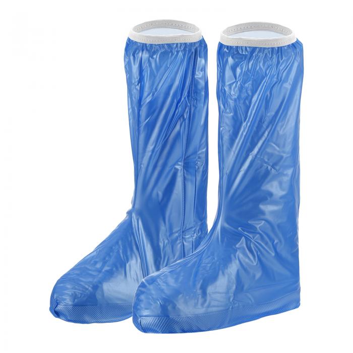 PATIKIL XXL 防水レインブーツ靴カバー 1ペア PVC 再利用可能 滑り止めオーバーシューズ 雨よけ スノーブーツプロテクター ジッパー付き 雨のアウトドア用 ブルー