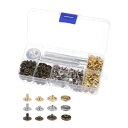 レザースナップファスナーキット 金属 プレススタッドボタンツール セッターツール4個&収納ボックス付き 衣料品用 革縫製用 10 mm 90セット
