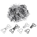 ソーイングフックとアイクロージャーセット 銅 金属 防錆 ラージ ブラック&シルバートーン ブラフック交換用 ズボン スカート ドレス パンツ用 15 mmx7 mm 100セット