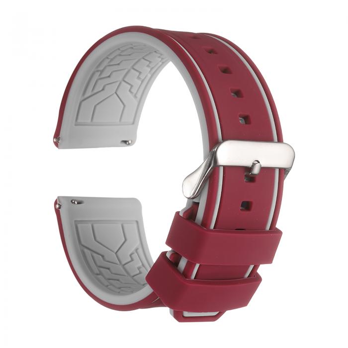 26mm幅のシリコンウォッチバンド、シルバートーンバックル付きの柔らかいクイックリリースラバーウォッ..