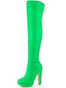 Allegra K ニーハイブーツ ロングブーツ パテントレザー プラットフォーム サイハイブーツ レディース 緑 24.0cm(4)