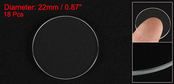 18個の時計用水晶ガラスレンズ 22mmフラットラウンドメガネ時計フェイス水晶レンズ交換部品 時計修理用 クリア