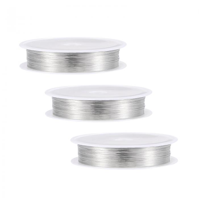 28ゲージ銅ワイヤー 耐性ビーズワイヤー ペンダントメイキングアートクラフト DIY織り シルバートーン ..