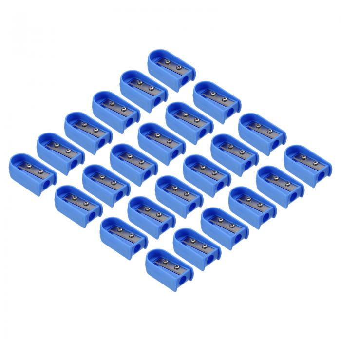 PATIKIL 鉛筆削り 24個入り プラスチック製手動鉛筆削り オフィス 教室 アートペイント用 シングルホール鉛筆削り 青色