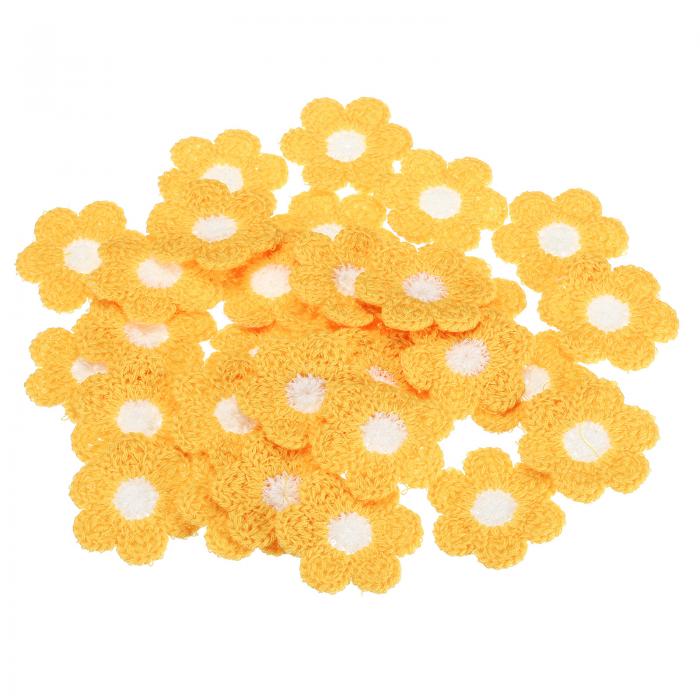 PATIKIL 衣服用の縫い付けパッチ 32個入りフラワーパッチ刺繍アップリケ 衣類の装飾 バックパック ジーンズ 帽子のDIYクラフト用 イエロー