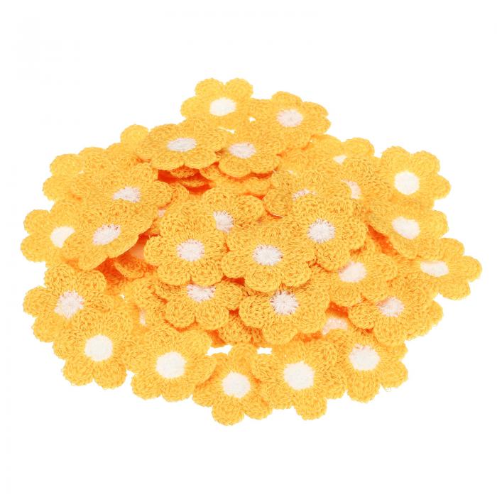 PATIKIL 衣服用の縫い付けパッチ 64個入りフラワーパッチ刺繍アップリケ 衣類の装飾 バックパック ジーンズ 帽子のDIYクラフト用 イエロー