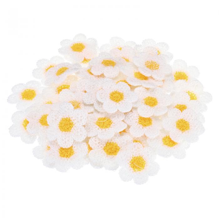 PATIKIL 衣服用の縫い付けパッチ 64個入りフラワーパッチ刺繍アップリケ 衣類の装飾 バックパック ジーンズ 帽子のDIYクラフト用 白