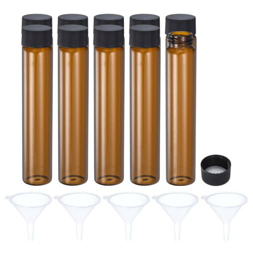 PATIKIL 60mL しやく用メディアボトル 10個セット 丸型ガラス保存ボトル 5個 プラスチックスクリューキャップ付き漏斗 ラボや家庭用 アンバー黒 PATIKIL 60mL しやく用メディアボトル 10個セット 丸型ガラス保存ボトル 5個 プラスチックスクリューキャップ付き漏斗 ラボや家庭用 アンバー黒