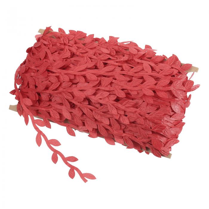 PATIKIL 44 ヤードの赤い葉リボン クリスマスリース作り ギフトラッピング ウェディングデコレーションに最適な人工の葉のトリムロープ スタイル7