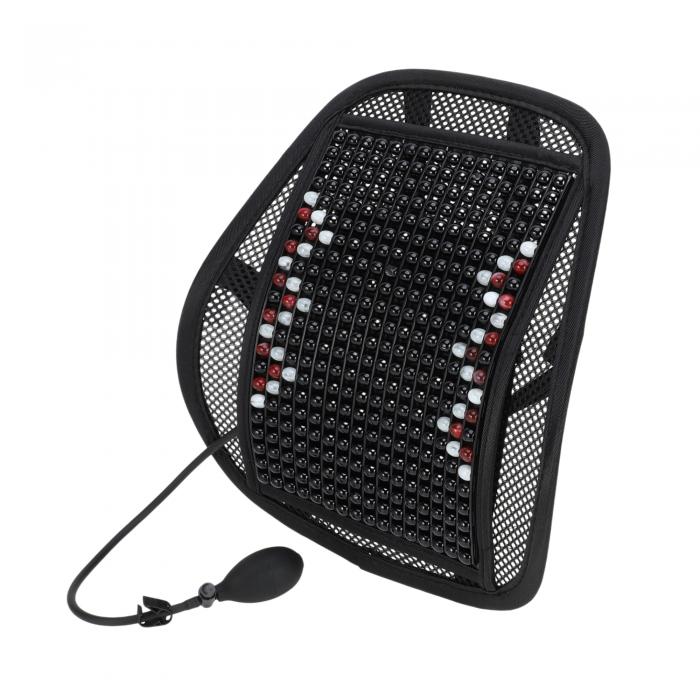 A ABSOPRO 車用背もたれ 車用シート背もたれパッド シート オフィス 腰部サポート チェア カー オフィス バッククッション 45x40.5cm 木製 ブラック 1個