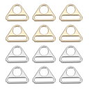 PATIKIL 0.8インチ三角バックルアジャスター、12個の三角Dリングメタルバックル、バッグストラップ用バー回転クリップ、シルバー/ライト金