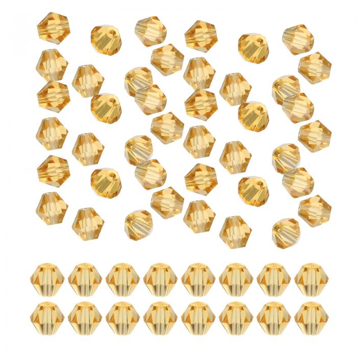 PATIKIL 6 mm双錐形ガラスビーズ 450個 小さい ファセット 双錐形水晶ビーズペンダント イヤリング ブレスレット ネックレス リング ジュエリー作り DIY用 アンバー