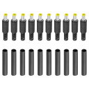 PATIKIL 5.0x3.0mm DC オスプラグ電源端 10 個 DIY DC バケットコネクタ交換用収縮チューブ付き