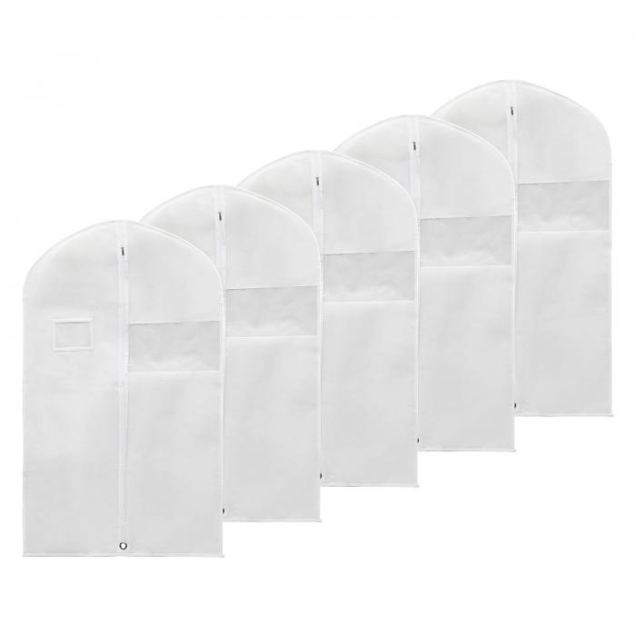 PATIKIL 40「ガーメントバッグ 5パック スーツバッグ 衣類の保管 ハンギングクローズ 防塵ガーメントカバー スーツ コート ドレス用 ホワイト」