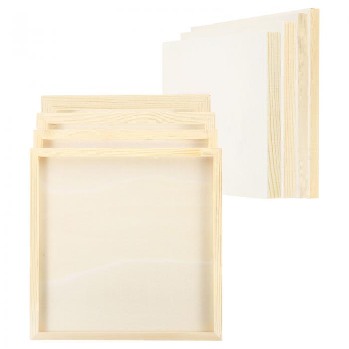 PATIKIL 木製パネルボード 2セット未完成 丸いアートウッドキャンバスパネルペイントボード DIYクラフトペイント用 木色