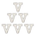 PATIKIL 文字V 6個 DIY ラインストーン アルファベット デコパーツ 装飾 パーツ イニシャル アクセサリーパーツ プレゼント ホワイト