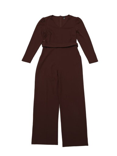 Allegra K レディース Vネック ジャンプスーツ 長袖 タイウエスト ワイドレッグ ロングパンツ エレガント ニット コーヒー色 L Allegra K レディース Vネック ジャンプスーツ 長袖 タイウエスト ワイドレッグ ロングパンツ エレガント ニット コーヒー色 L