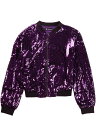 Allegra K ジャケット スタジャン ブルゾン スパンコール 衣装 光沢 長袖 ジッパー ショート丈 クリスマス レディース パープル M