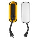 Partuto 1セットM10ユニバーサルオートバイリアビューミラーバーエンドサイドミラーマウントアジャスタブルアイアンプラスチックブラックゴールドトーンスクエアシェイプ