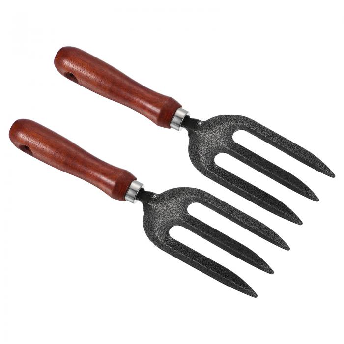 PATIKIL 27 cm 3タインハンドガーデニングフォーク 2個 炭素鋼 厚く 硬化 掘る ピッチフォーク 裏庭の除草 農園の植栽用 グレー