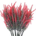 ラベン ダー造花のバンドル フェイクラベン ダーの花 プラスチック 屋内 屋外のホームウェディングキッチンガーデンオフィスポーチ装飾用 38 cm レッド 30...