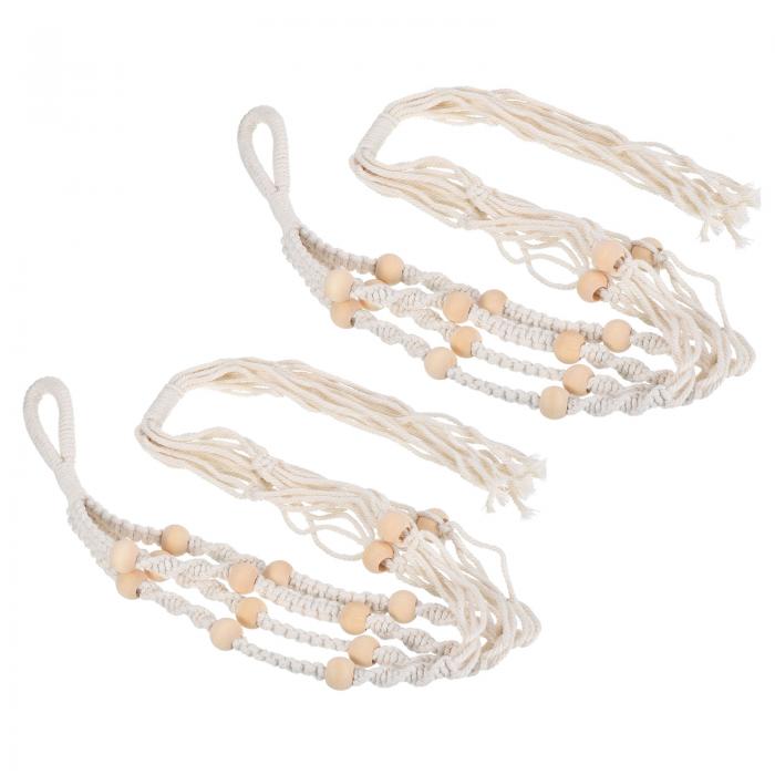 PATIKIL マクラメ吊りプランター 2個 100 cm 屋内屋外吊りプランターバスケット 編み込みプラントネット タッセル付き ホワイト