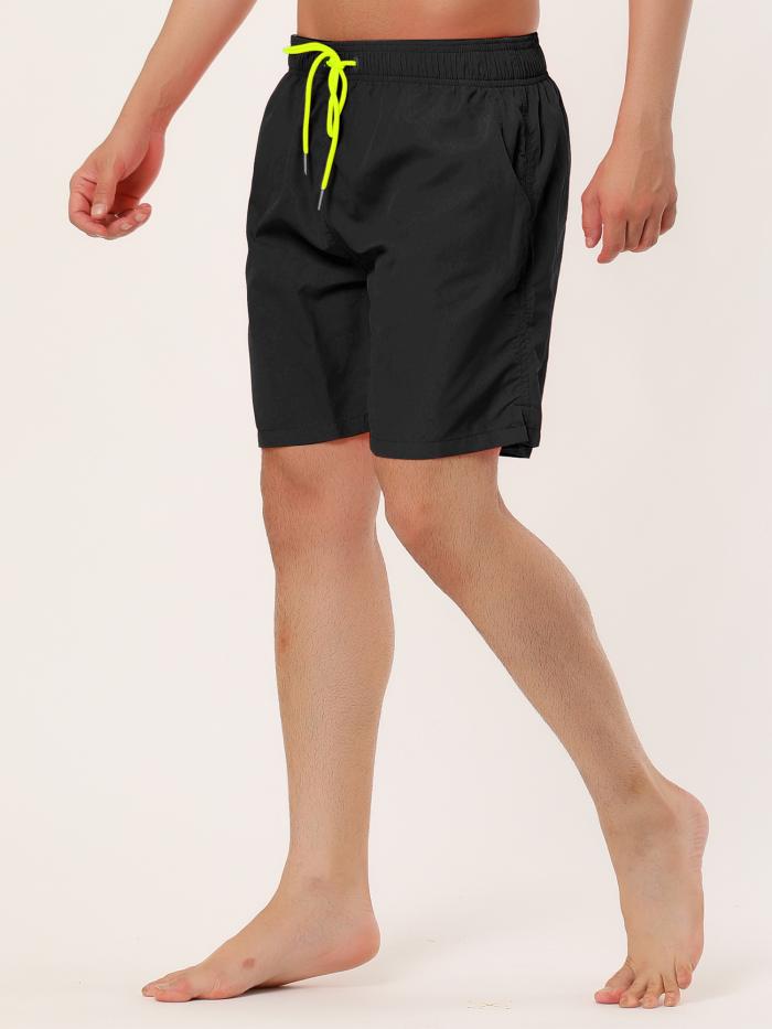 Lars Amadeus メンズ スイムショーツ サーフパンツ ボードショーツ ス ソリッド ビーチ メッシュ ブラック 32