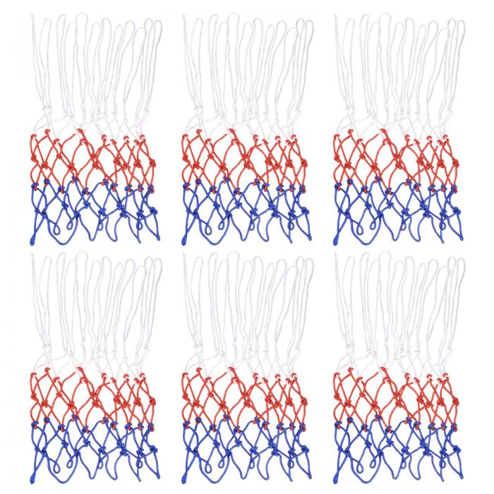 PATIKIL 45 cm 3.5 mm バスケットボールネットの交換 6個 ポリエステル バスケットボールフープネット リムネット 頑丈 オールウェザー 屋内屋外用 ホワイト レッド ブルー