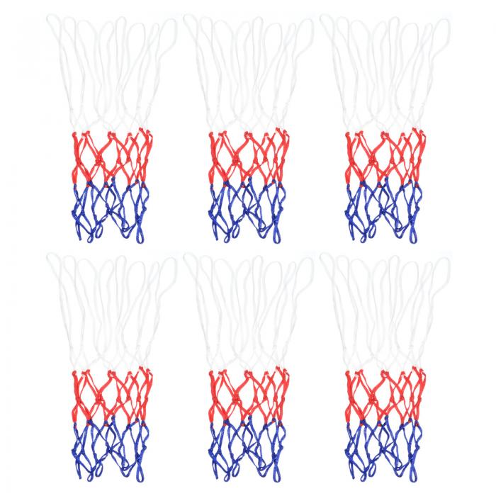 PATIKIL 8ループ 30 cm直径 ミニバスケットボールネットの交換 6個 PP バスケットボールフープネット リムネット 頑丈 屋内屋外用 ホワイト レッド ブルー