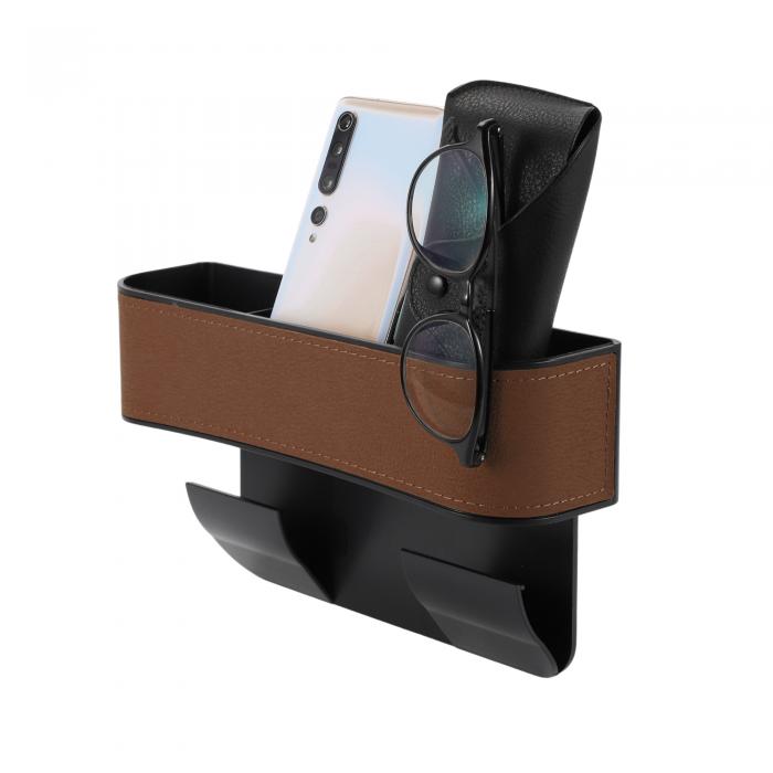 Motoforti ユニバーサルカーシートギャップフィラーオーガナイザー カップホルダー付き フロントシートギャップフィラー カーシートギャップオーガナイザー カーストレージアクセサリー レザー ブラウン