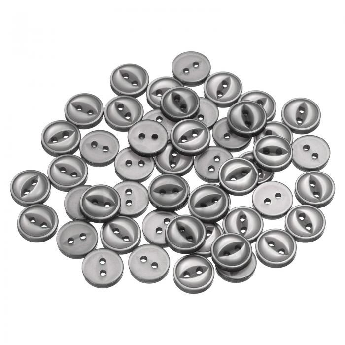 50個 16L ライトグレー 円形 ボタン 10mm 3/8" 樹脂 2穴 フィッシュアイ クラフト 交換用ボタン クラフ..