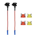 ACROPIX ユニバーサル 回路追加12V ロープ ロファイルミニヒューズタップ ホルダー アダプター 2個10A 20A APSブレードタイプヒューズ付き プラスチック ブルー 1セット