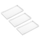 サービングトレイ 小さなミニトレイ 204x102 mm プラスチック 長方形 木製サービングトレイ 装飾的なオットマン大皿 朝食 キッチン 浴室用 3個 ホワイト