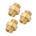 黄銅管ユニオンコネクタ カップリングフィッティング めねじ接続 パイプコネクタ 1/2 PT(3個)