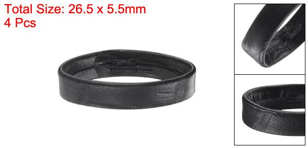 PUレーザ ー製ループ 時計バンド リングキーパー 代替品 幅22mm ブラック 4個入
