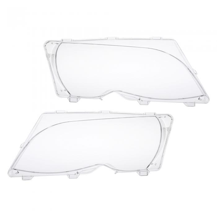 X AUTOHAUX 車のフロントヘッドライトヘッドランプレンズカバー PCシェル 1ペア BMWに対応 E46 2002-20..