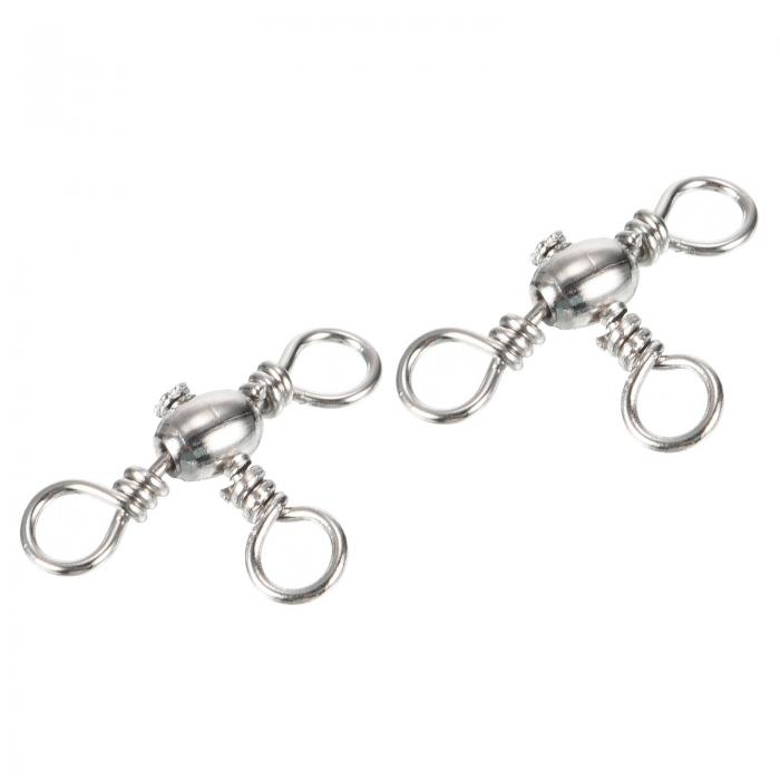 PATIKIL 3ウェイスイベル 20個 66lb カッパークロスライン バーレルターミナルタックル 海水淡水釣り用 シルバー