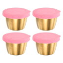 4個セットのサラダドレッシング容器 2.4ozのステンレス製調味料容器(蓋付き) ランチベントボックス ピクニック 旅行用 ピンク色