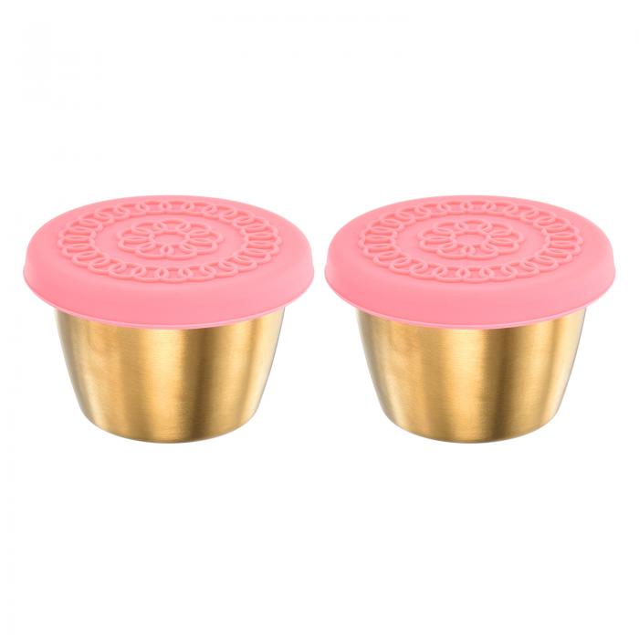 2個入りのサラダドレッシング容器 2.4オンスのステンレス製調味カップ ランチベントボックス ピクニッ..