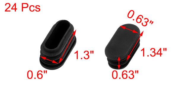 家具脚カバー 防音 傷防止 パイプキャップ 楕円形 ブラック プラスチック 16mm x 34mm 24個セット [2]