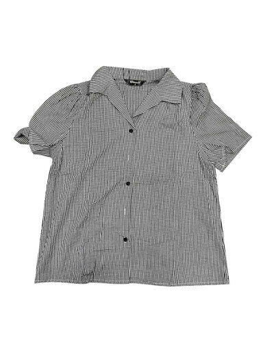 Allegra K ギンガム ブラウス チェック柄シャツ パフスリーブ ヴィンテージ サマー Vネック 可愛い トップス レディース ブラック S Allegra K ギンガム ブラウス チェック柄シャツ パフスリーブ ヴィンテージ サマー Vネック 可愛い トップス レディース ブラック S
