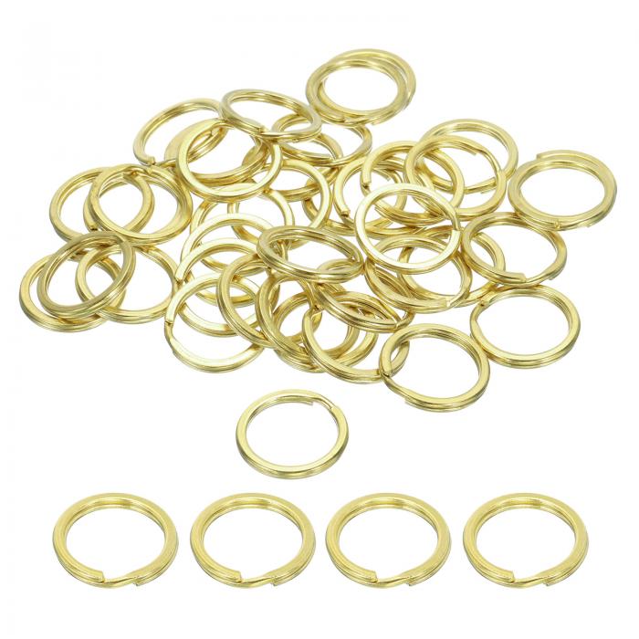 PATIKIL 真鍮Oリング 40 個 20 ミリメートル直径真鍮ラウンドリングサークルフラットスプリットキーリングレザークラフト財布バッグ