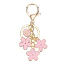 PATIKIL ピンク 花 キーチェーン装飾 かわいいエナメルキーチェーンイニシャルフラワーキーリング レターS装飾ペンダント付き 女性用キーハンドバッグバック...
