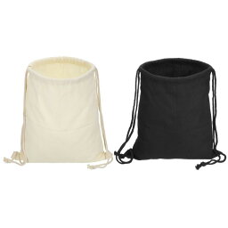 PATIKIL 棉ドローストリングバッグ 2個セット 棉キャンバスドローストリングバックパック 女性用男性用ジムスポーツ旅行用 ベージュブラック